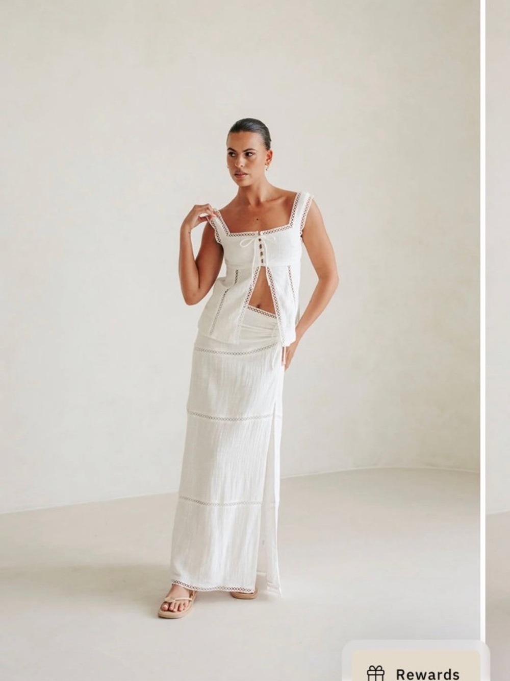 Sabo Skirt White Lace-Detail Maxi Dress